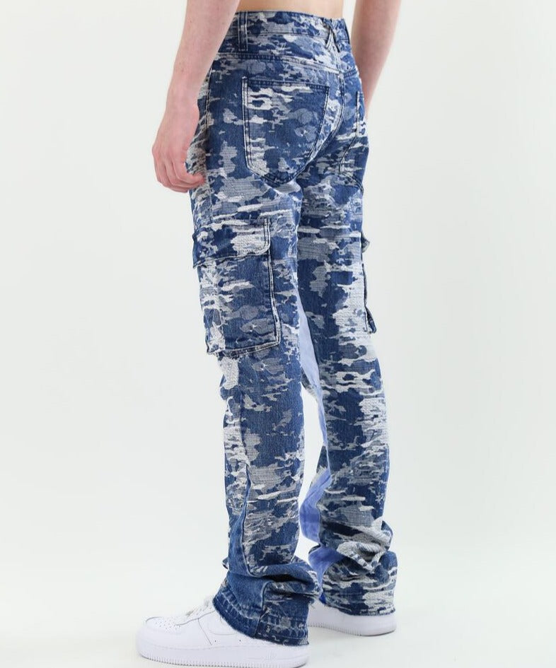 Light Blue Camo Stacked Jeans