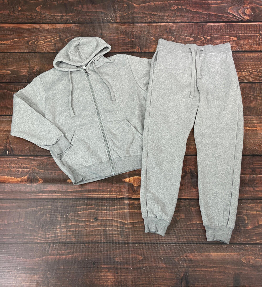 Kid's Solid Zip Down Jogger Sets