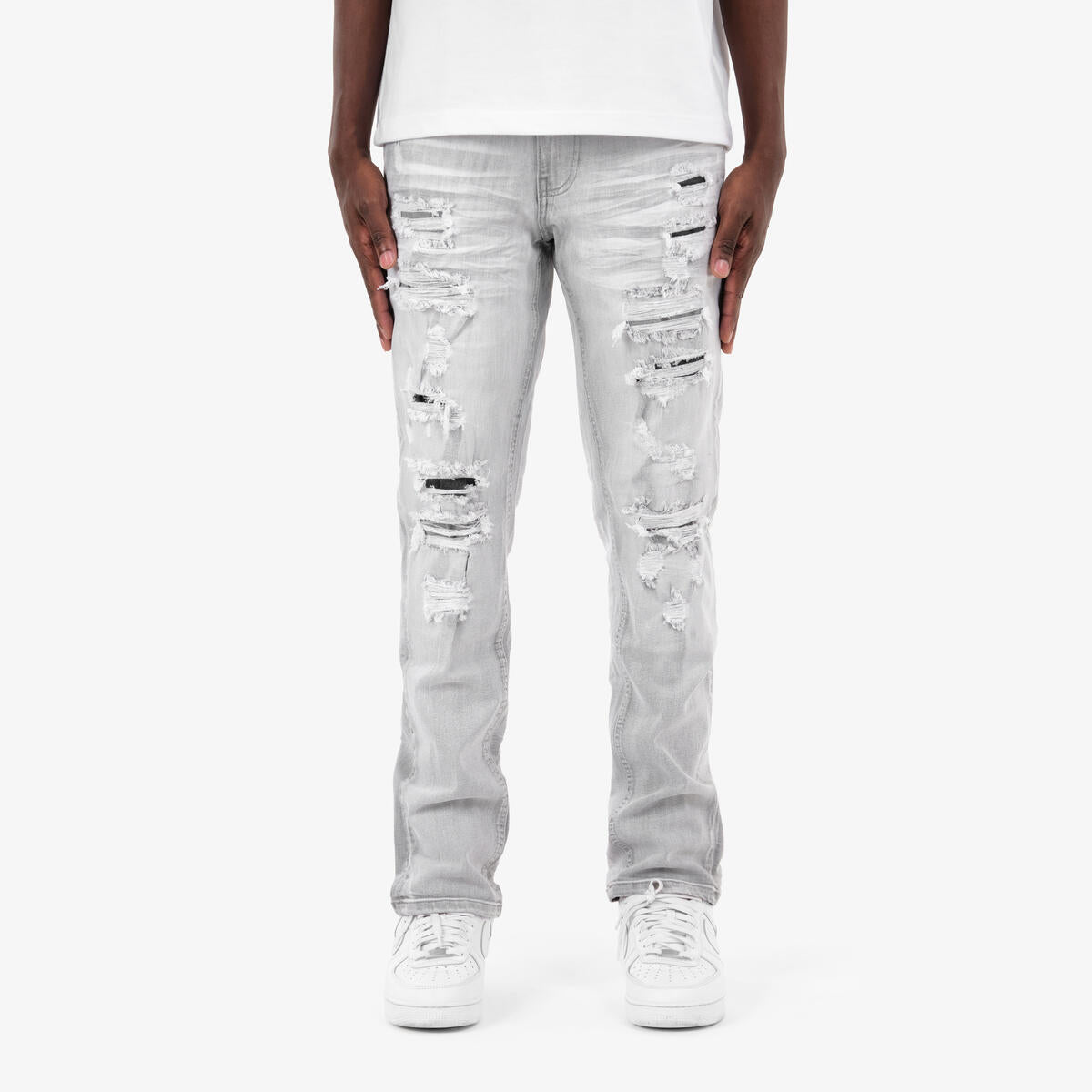CR S. Gray Rip w/ Backing Jeans