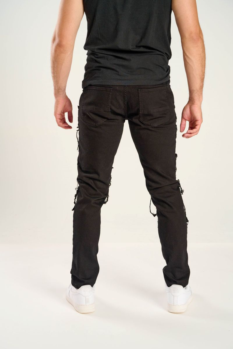 TJ Texture Patched Jeans - Black