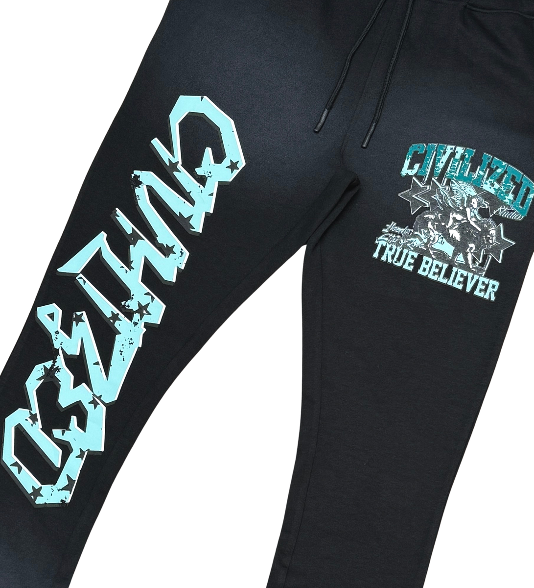 True Believer Stacked Joggers - Black