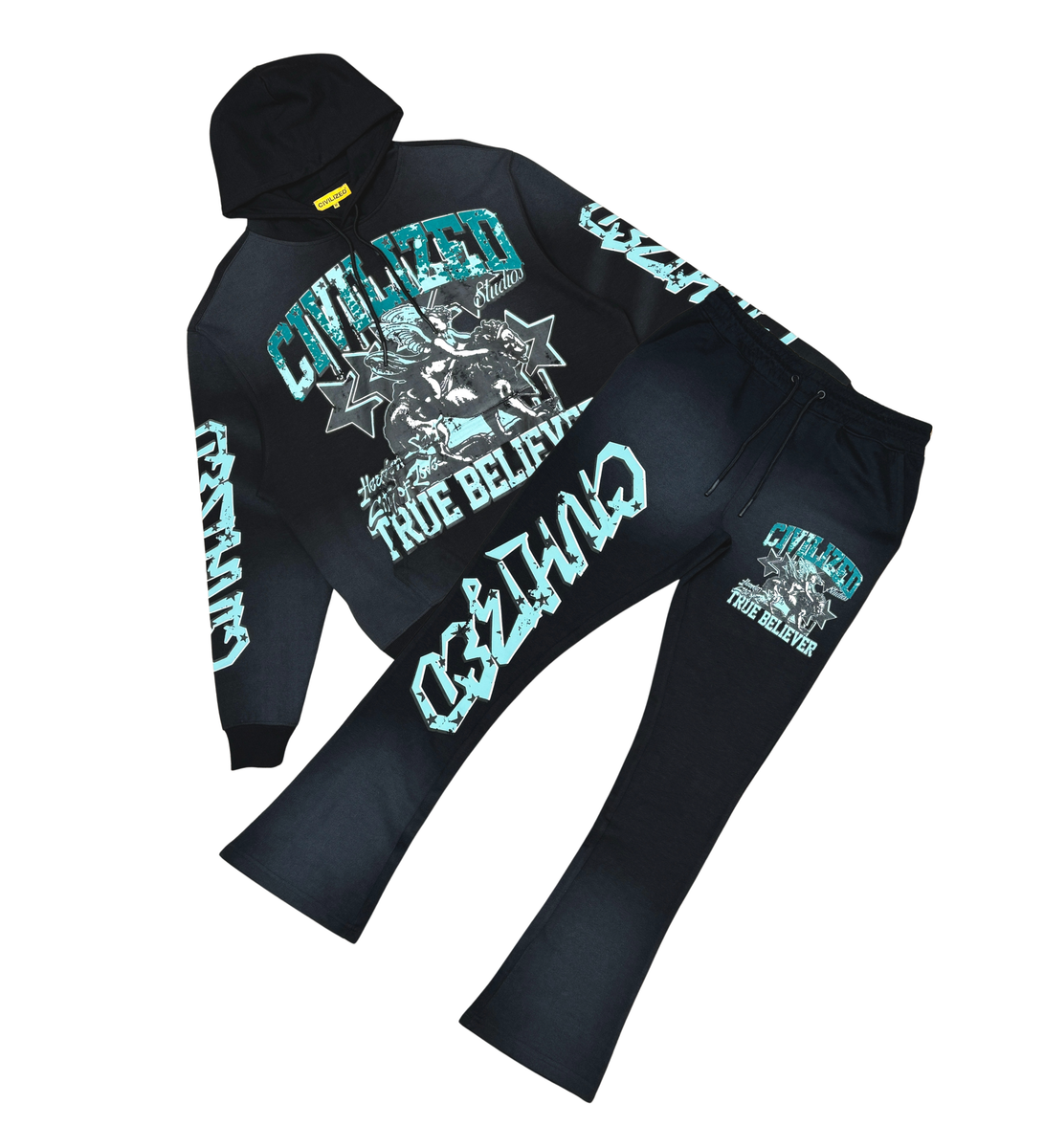 True Believer Stacked Joggers - Black