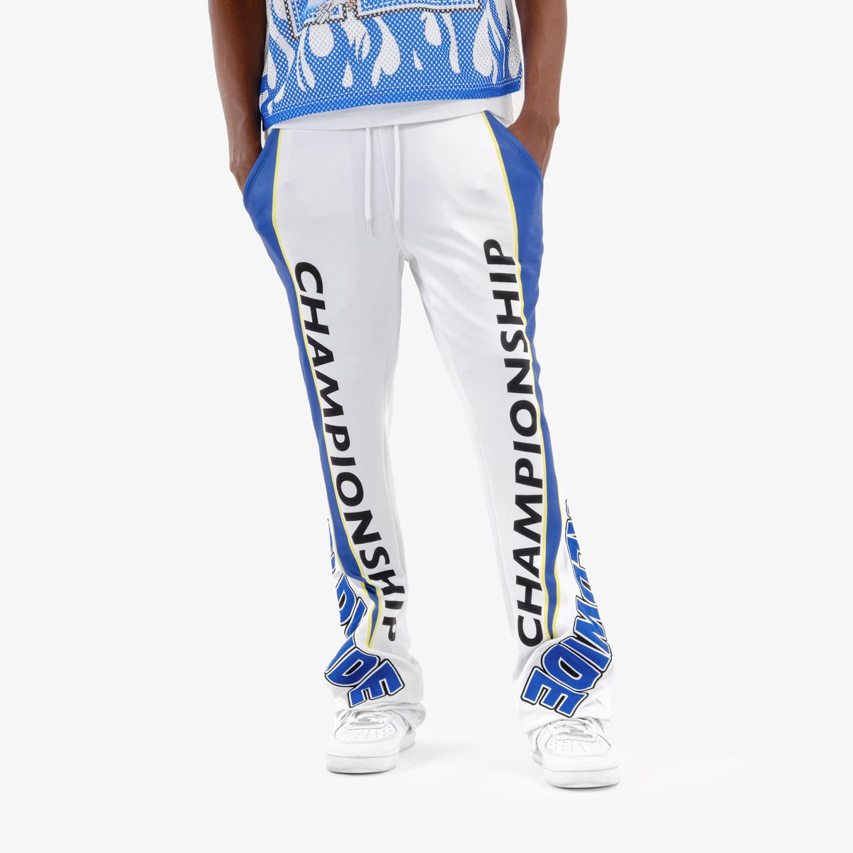 CR Stacked Joggers - Wht/Blue