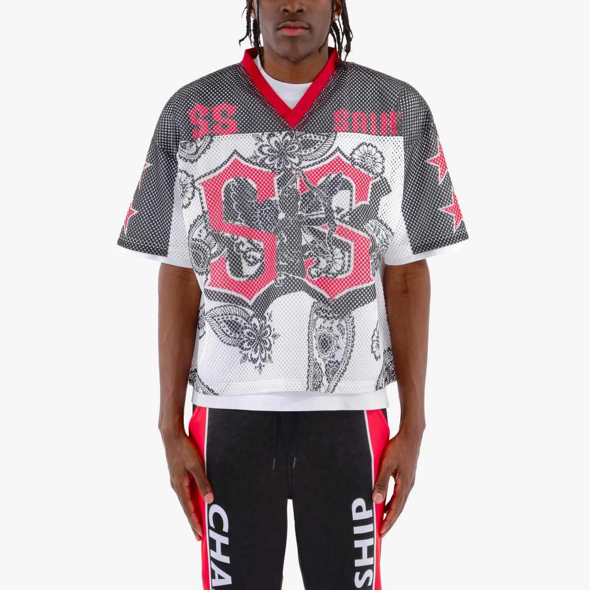 CR SS Crop Jersey Blk/Wht/Red