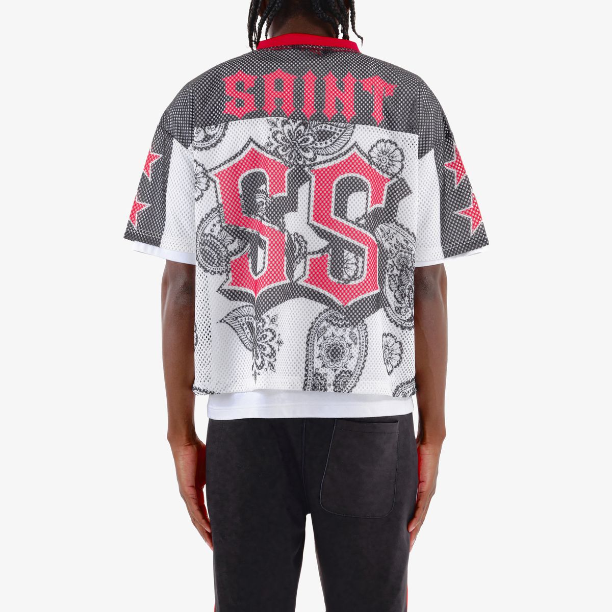 CR SS Crop Jersey Blk/Wht/Red