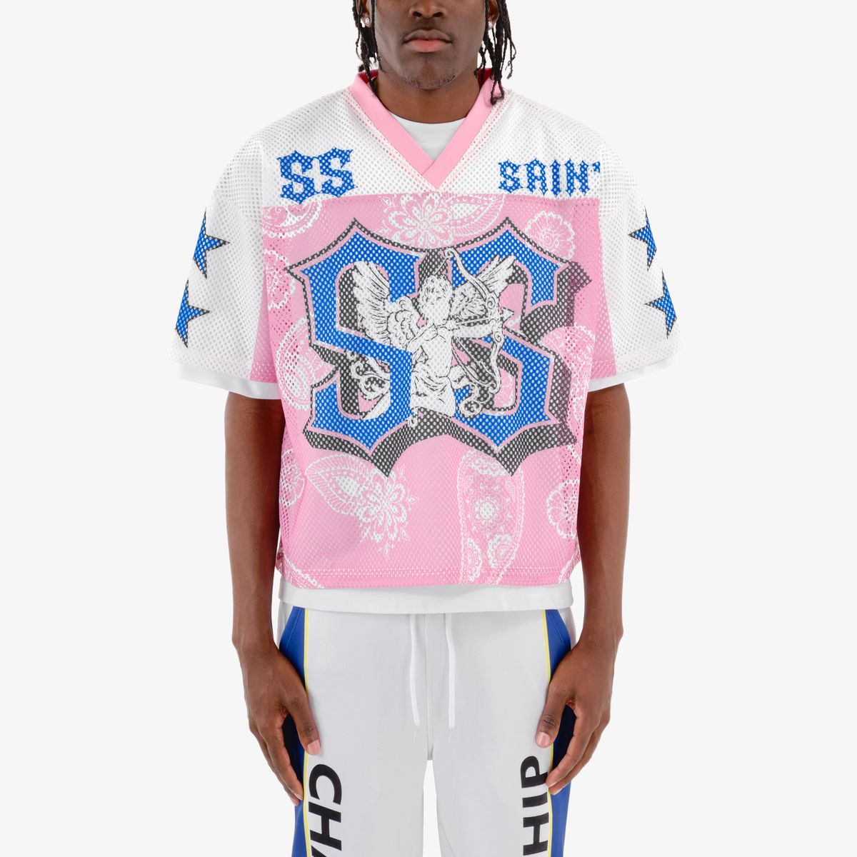 CR SS Crop Jersey Pink/Blue