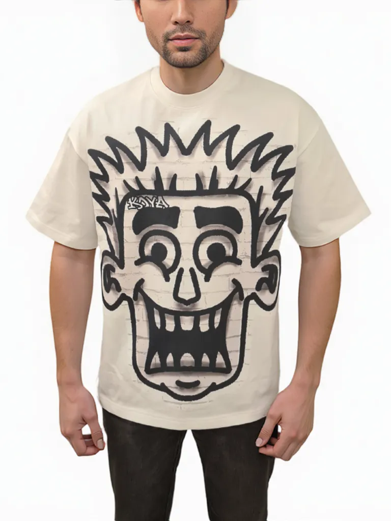 Grin Face Box Crop Shirt