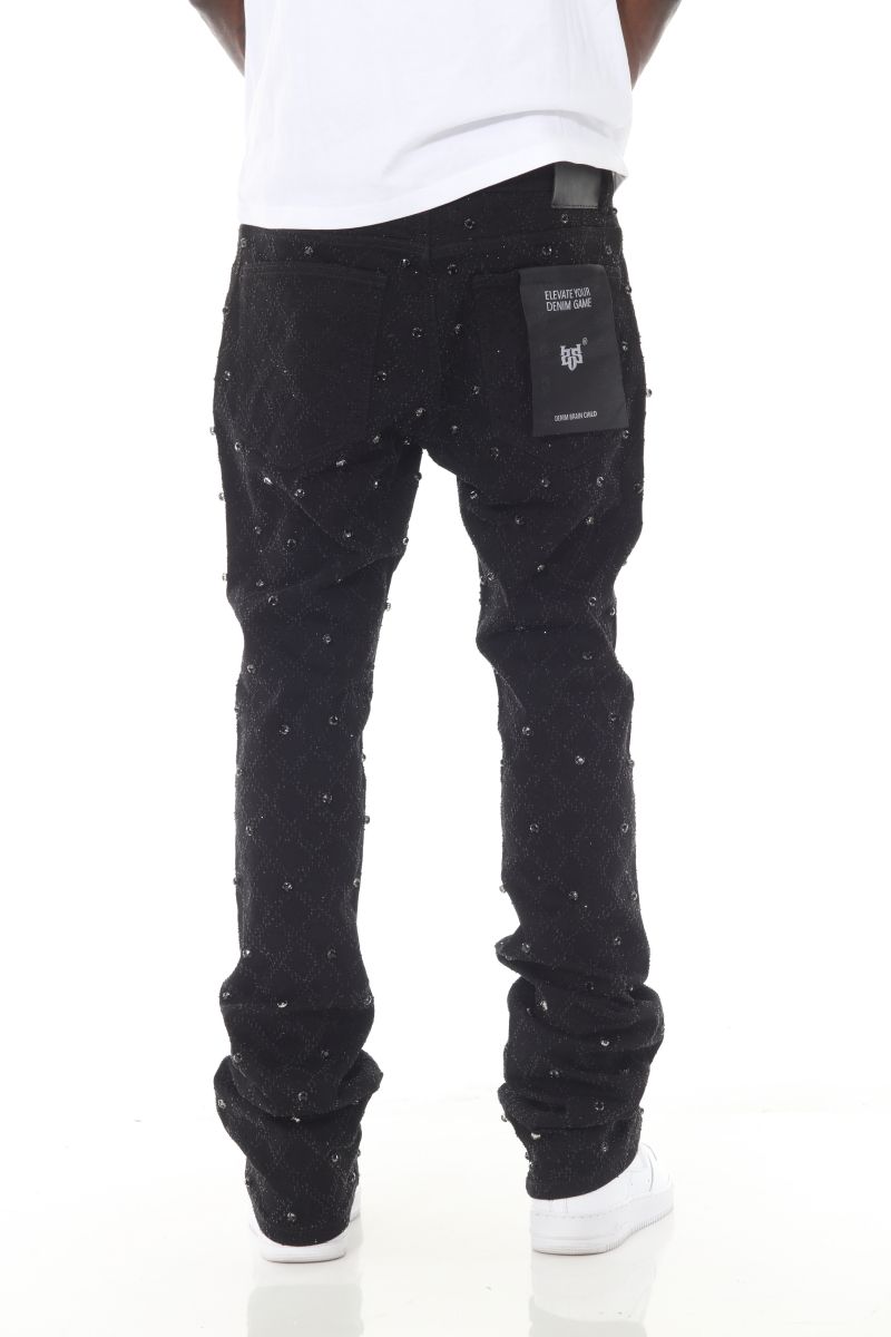 Premium Rhinestone Stacked Jeans