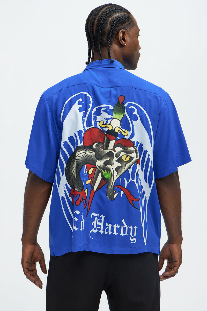 Cross Snake Blue Camp Shirt