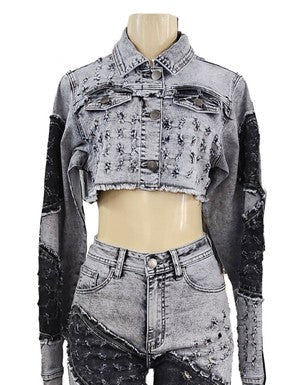RF Black/Gray Wave Jean Jacket