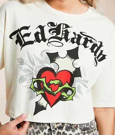 Cross Heart Boxy Crop T-Shirt