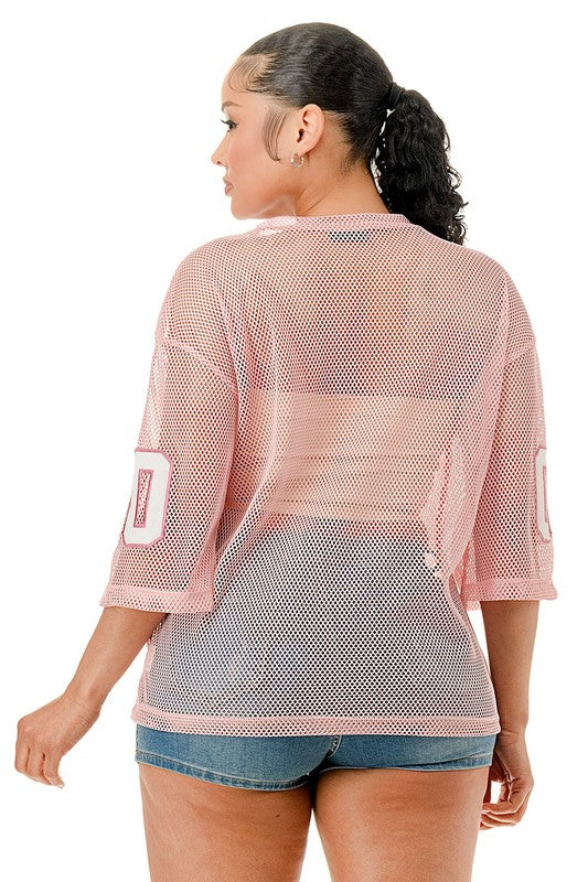 HL Women Patched Fishnet Top