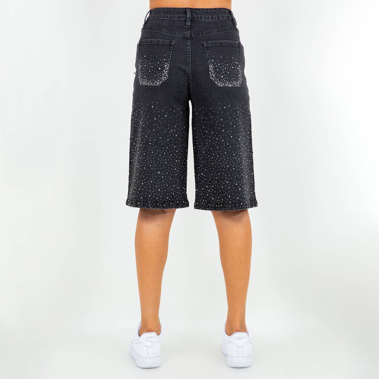 Ladies Black Rhinestone Jorts