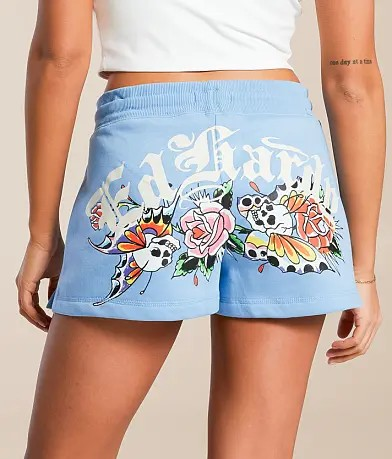 Flower Skulls Fleece Shorts