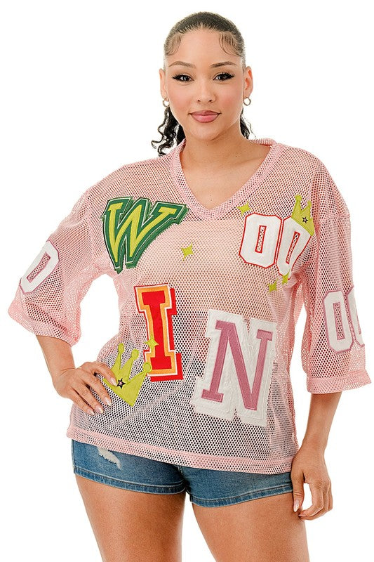 HL Women Patched Fishnet Top