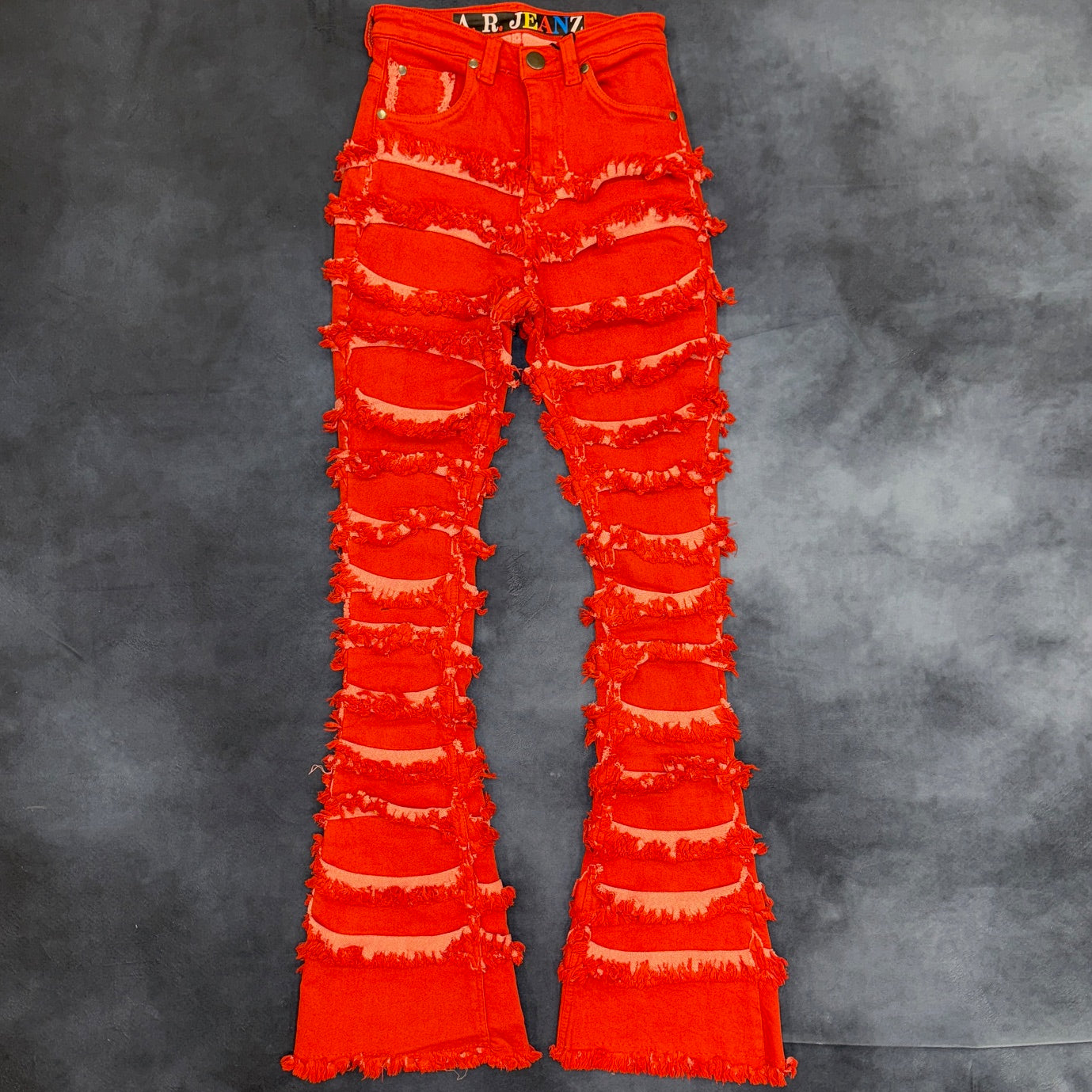 Women Sliced Stacked Jeans - Red