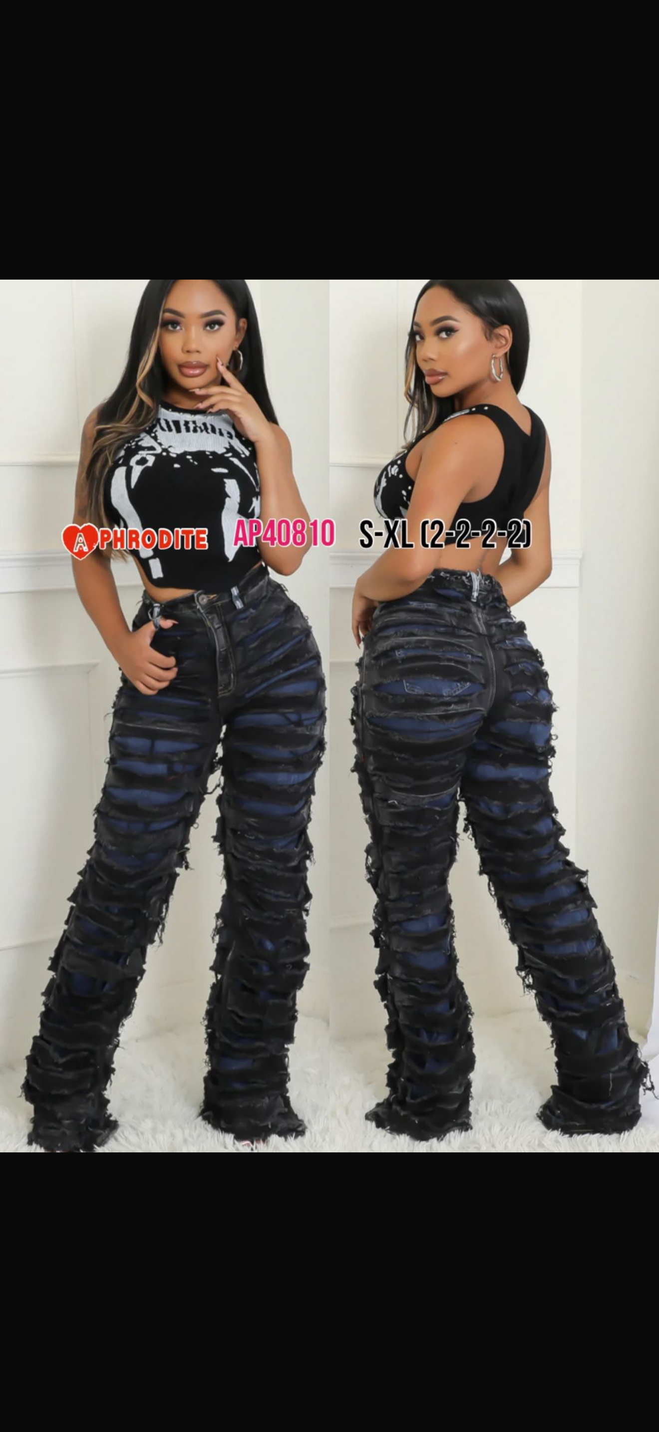 High Rise Sliced & Diced Stacked Jeans