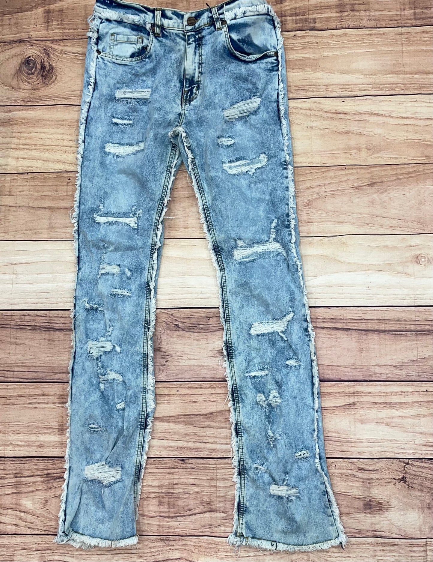Men's Side Fray Stacked Jeans