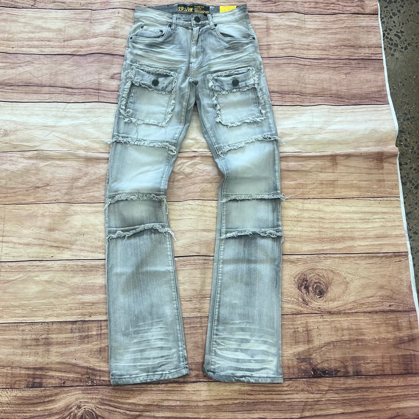 Stacked Pocket Jeans Grey
