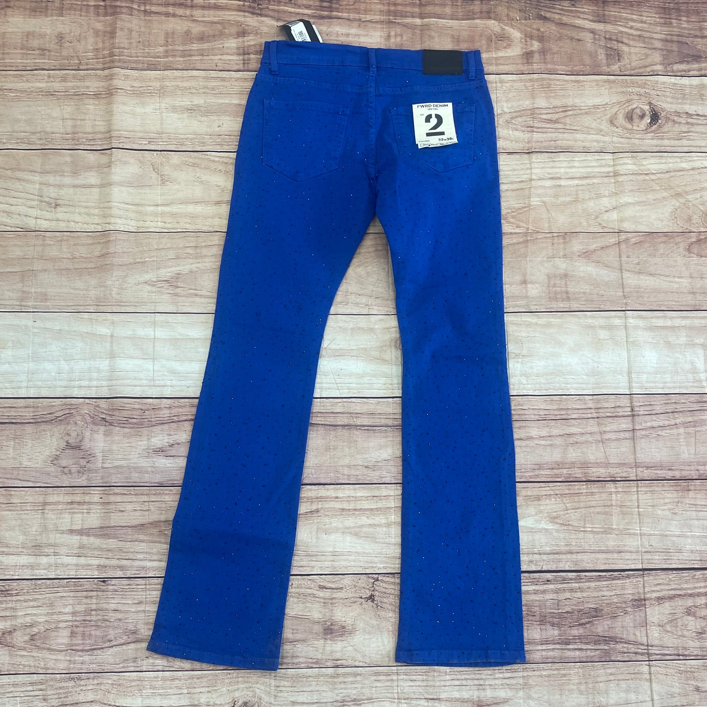 Brown Rhinestone Stacked Jeans