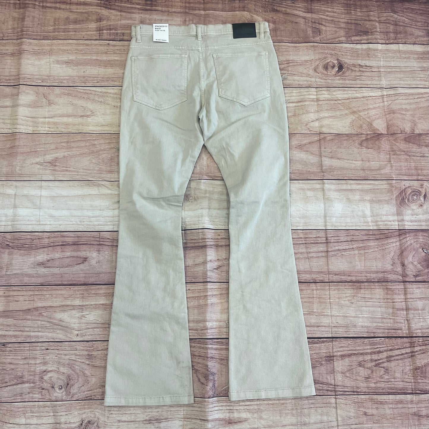 Tan Frayed Stacked Jeans