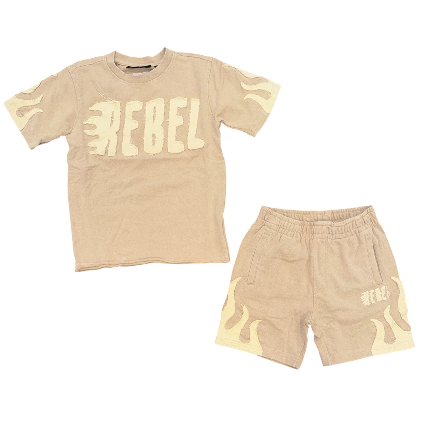 Kids Rebel Short Set - Beige
