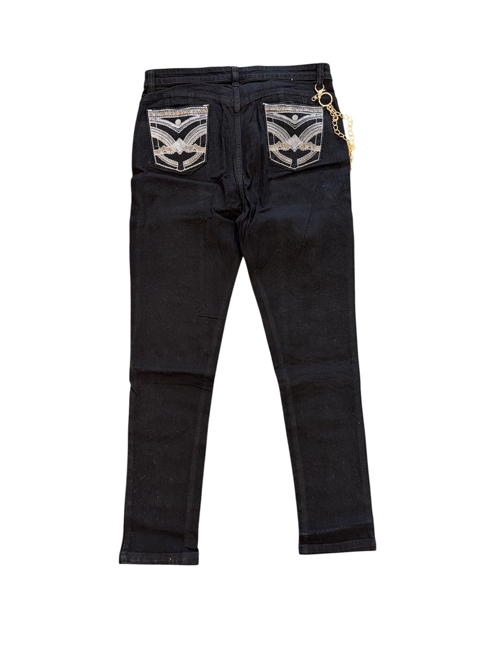AR Rhinestone Jeans - Black/Gold