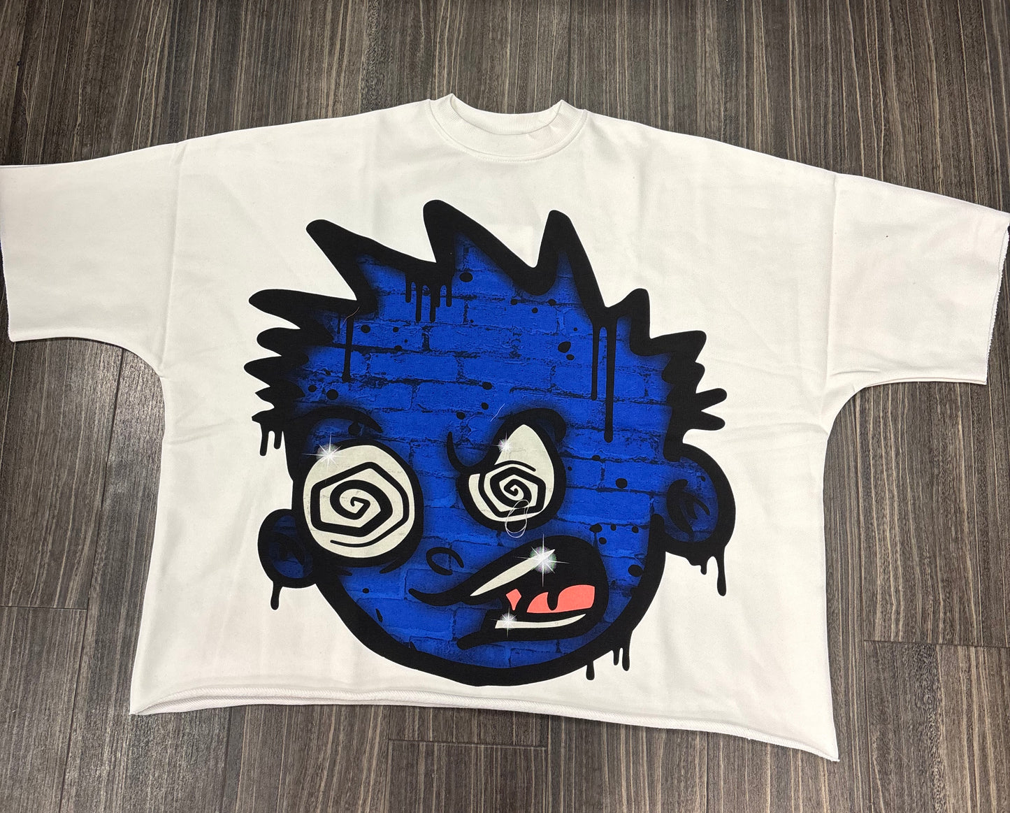 Oversize Blue Face Crop Shirt