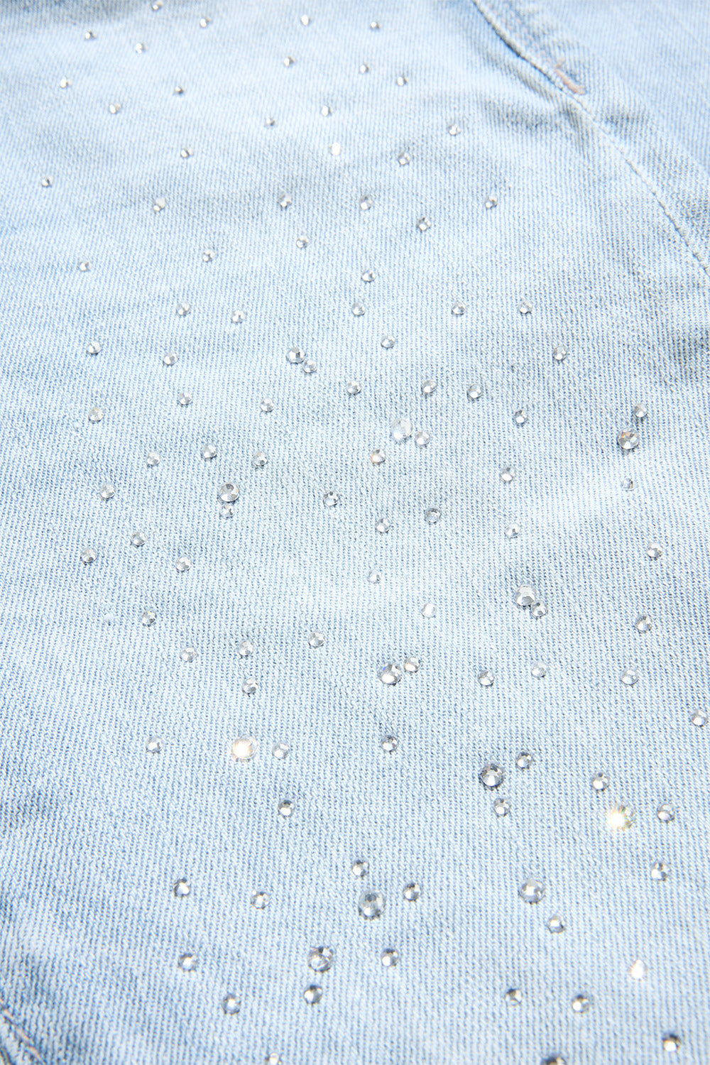 Ice Blue Rhinestone Stacked Jeans