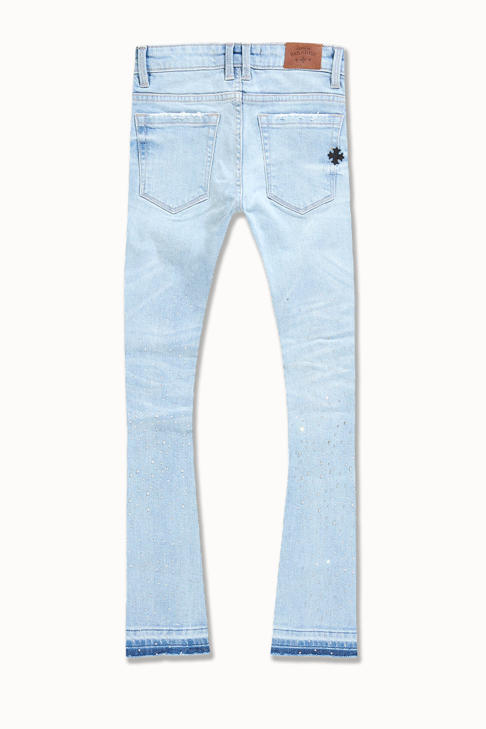 Ice Blue Rhinestone Stacked Jeans