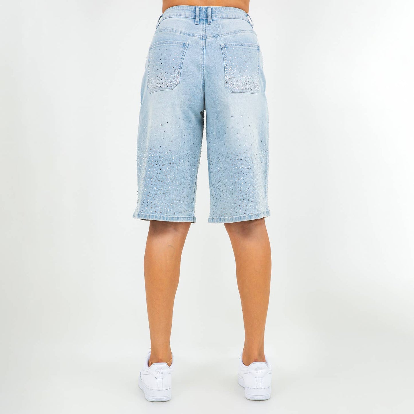 Ladie's Ice Blue Rhinestone Jorts