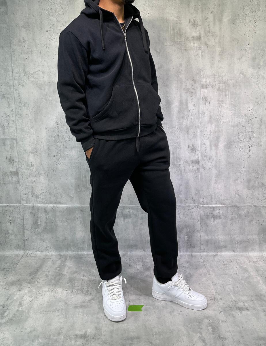 Men's Solid Zip Down Jogger Sets