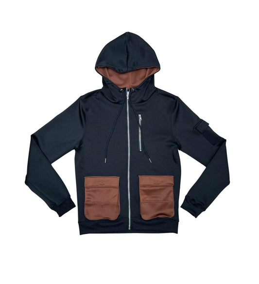 Tricot Hoody - Black/Brown