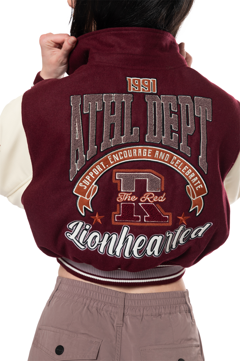 Classic Cropped Varsity Jacket - Wine