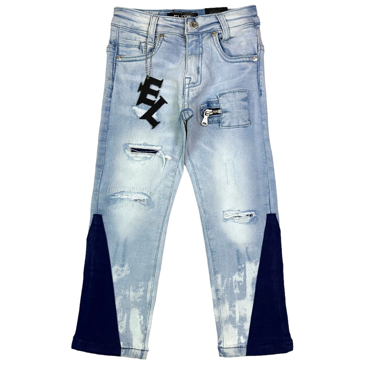 Triangle Bottom Straight Jeans - Blue