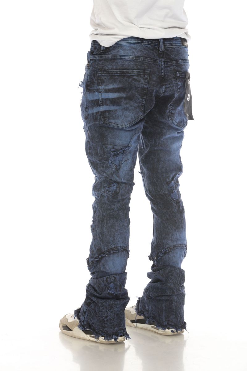 Blue Acid Wash Stacked Jeans