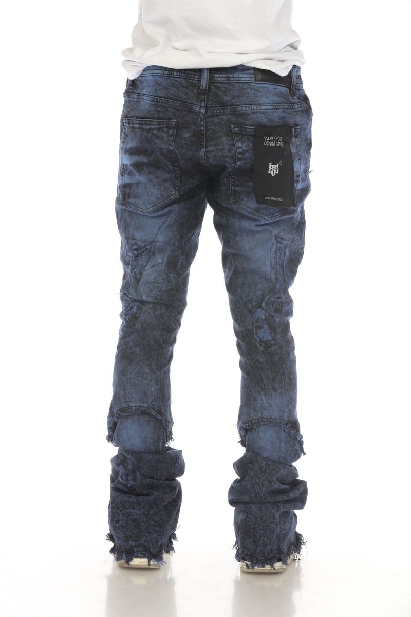 Blue Acid Wash Stacked Jeans