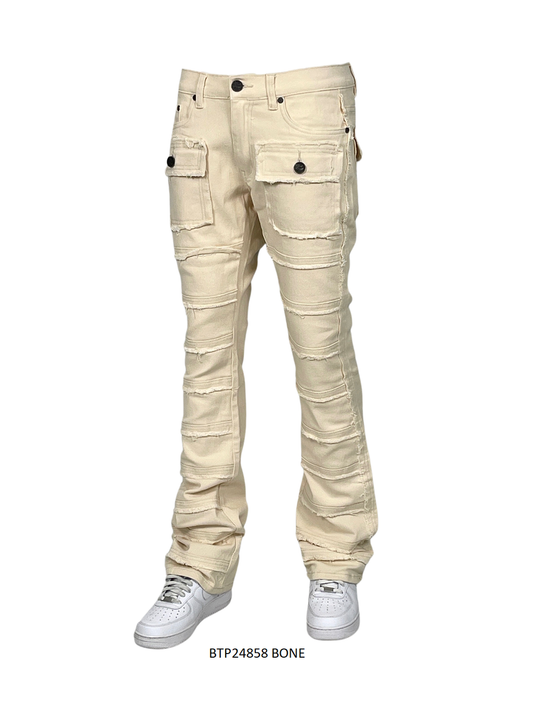 Bone Cargo Stacked Jeans