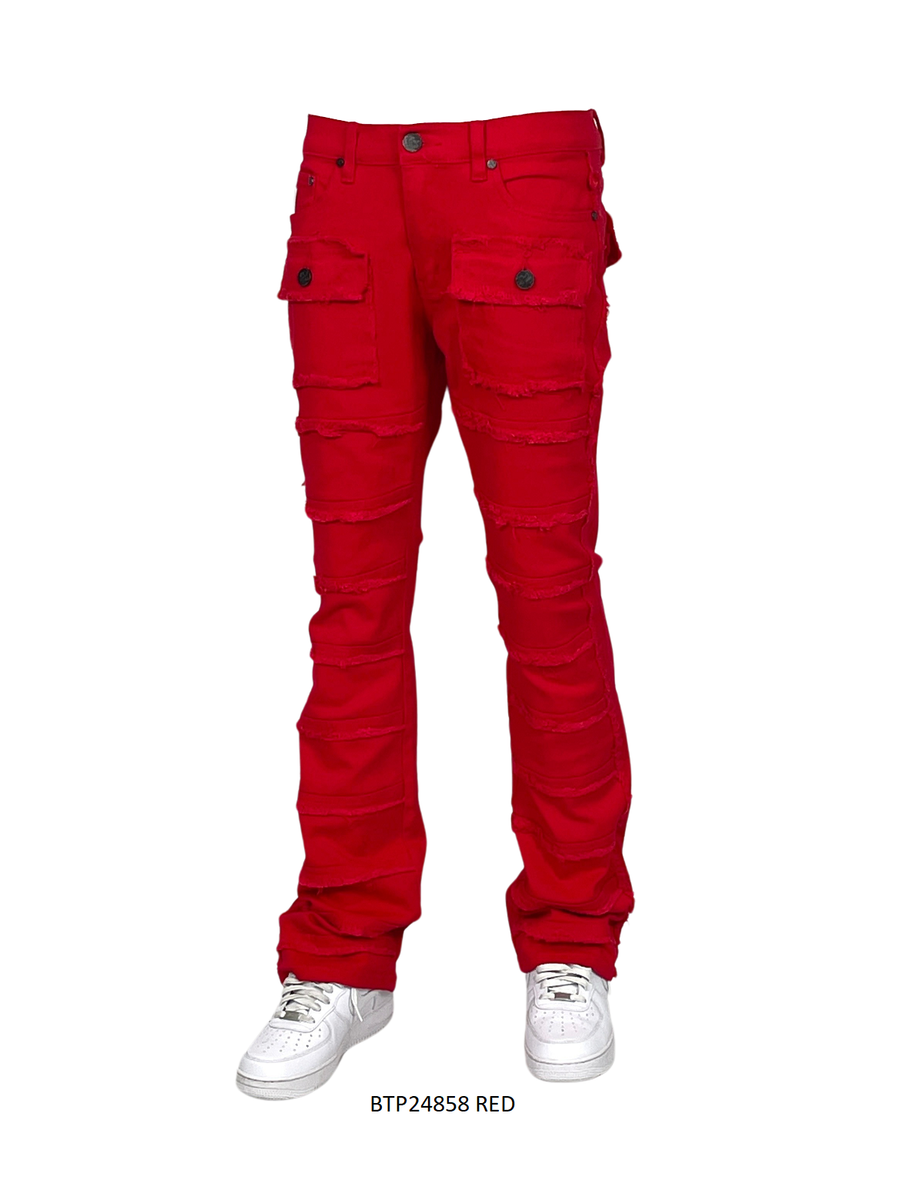 Red Cargo Stacked Jeans