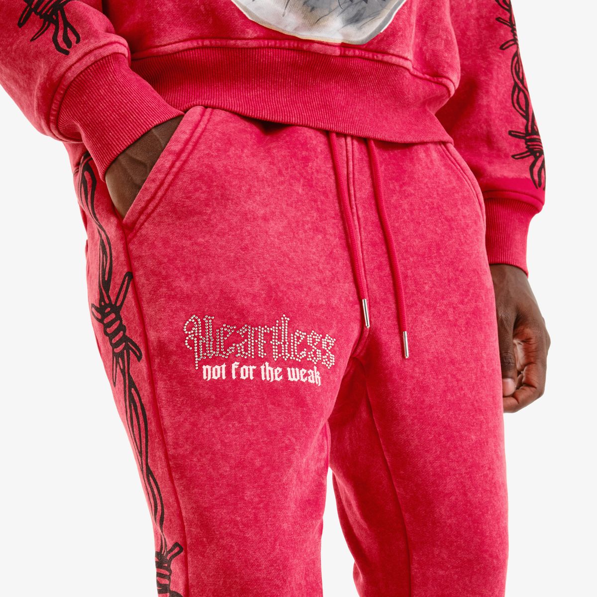 Heartless Stacked Joggers - Red