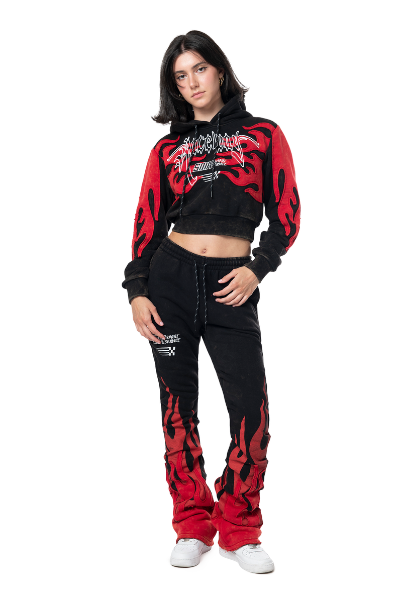 Raceway Fleece Crop Hoodie