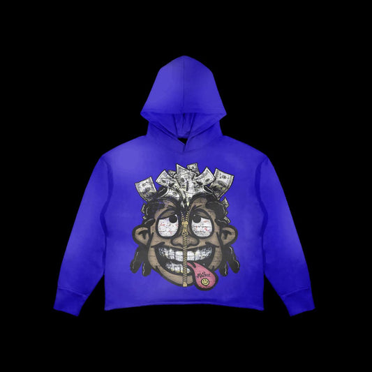 Money Head Cropped Hoody - Royal Blue