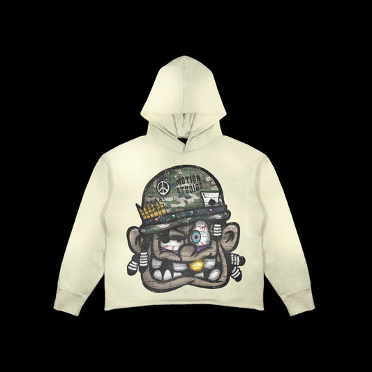 Soldier Helmet Cropped Hoody - Cream