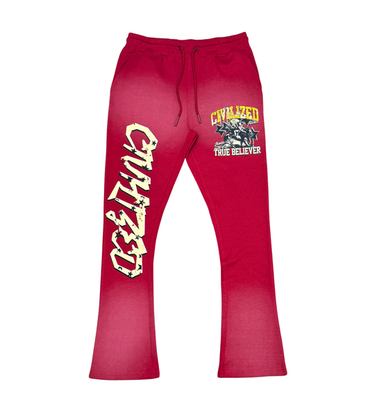 True Believer Stacked Joggers - Red
