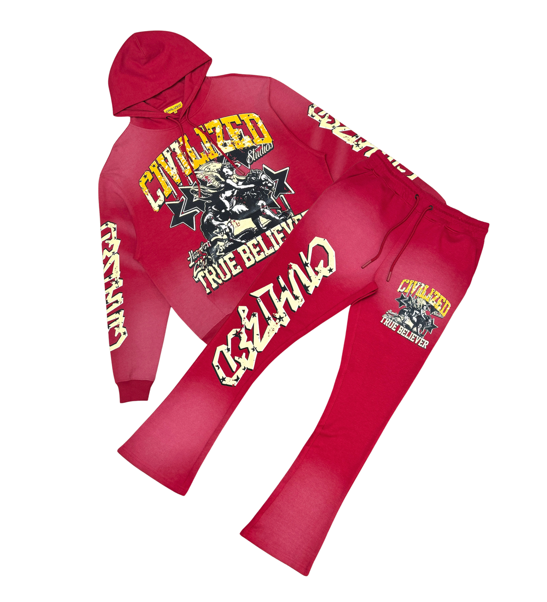 True Believer Stacked Joggers - Red