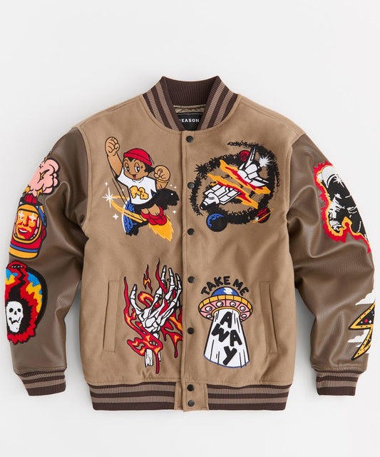 Characters Varsity Jacket - Khaki