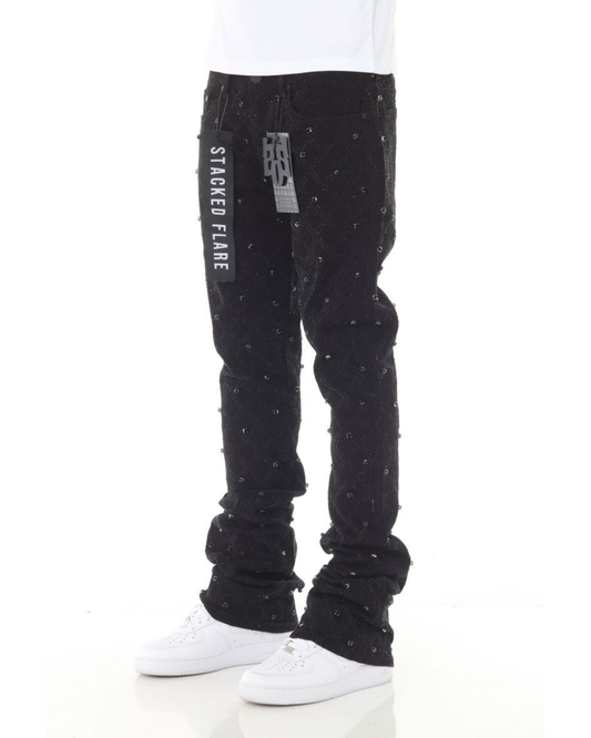 Premium Rhinestone Stacked Jeans