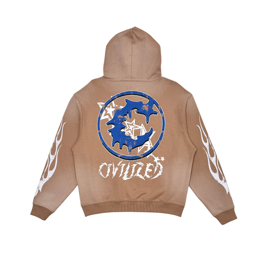 Civilized Skull Hoody - Brown/Blue