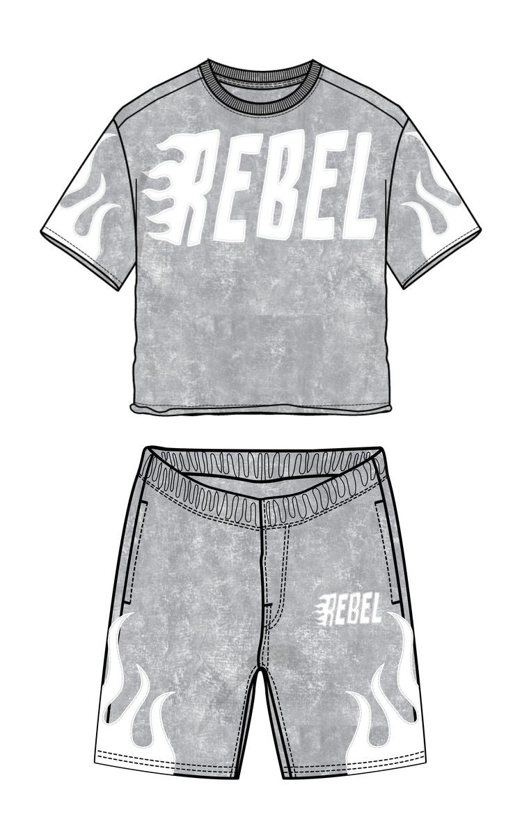 Kids Rebel Short Set - Gray