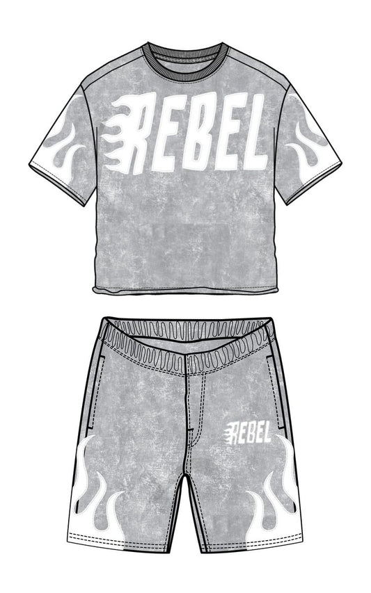 Kids Rebel Short Set - Gray
